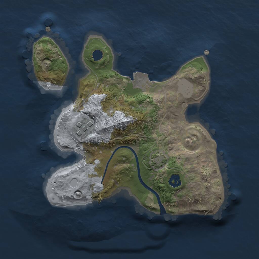 Rust Map: Procedural Map, Size: 2000, Seed: 52563, 3 Monuments