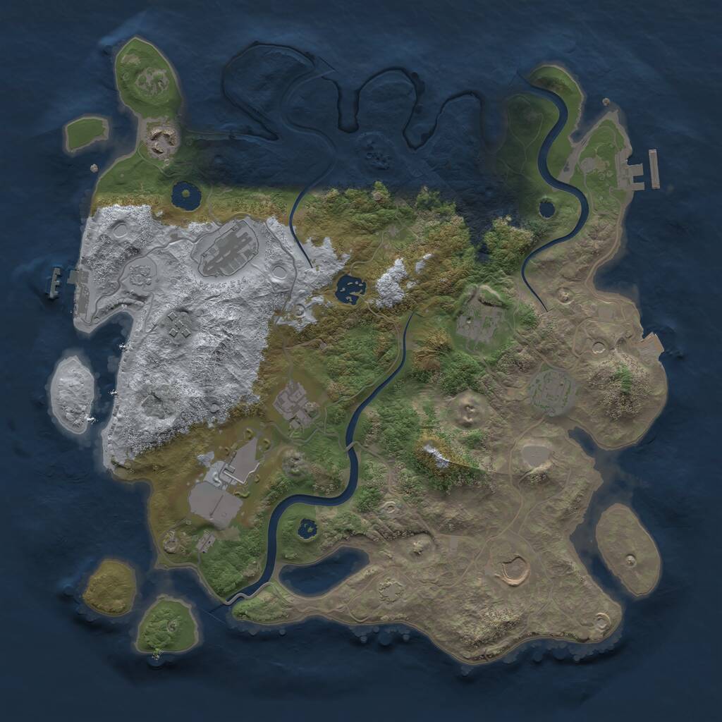 Rust Map: Procedural Map, Size: 3700, Seed: 1190376105, 15 Monuments