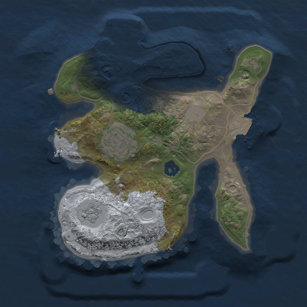 Rust Map: Procedural Map, Size: 2000, Seed: 32394, 5 Monuments