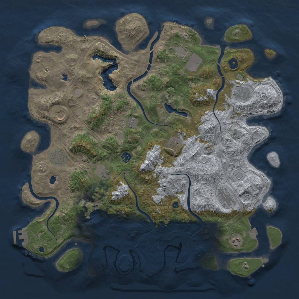 Rust Map: Procedural Map, Size: 4500, Seed: 1340165064, 15 Monuments