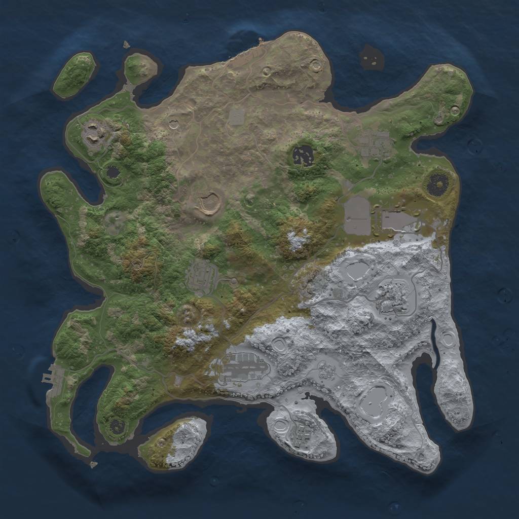 Rust Map: Procedural Map, Size: 3500, Seed: 41605, 16 Monuments