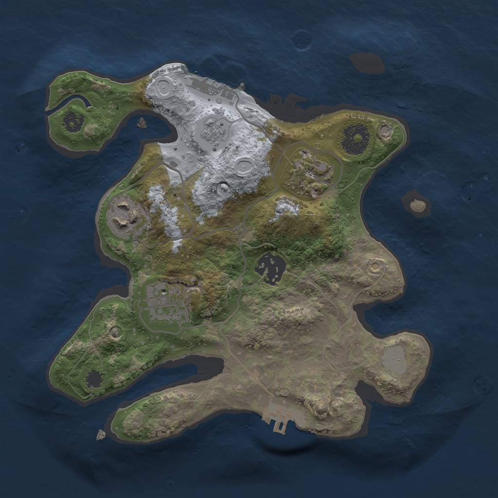 Rust Map: Procedural Map, Size: 2500, Seed: 48566, 10 Monuments