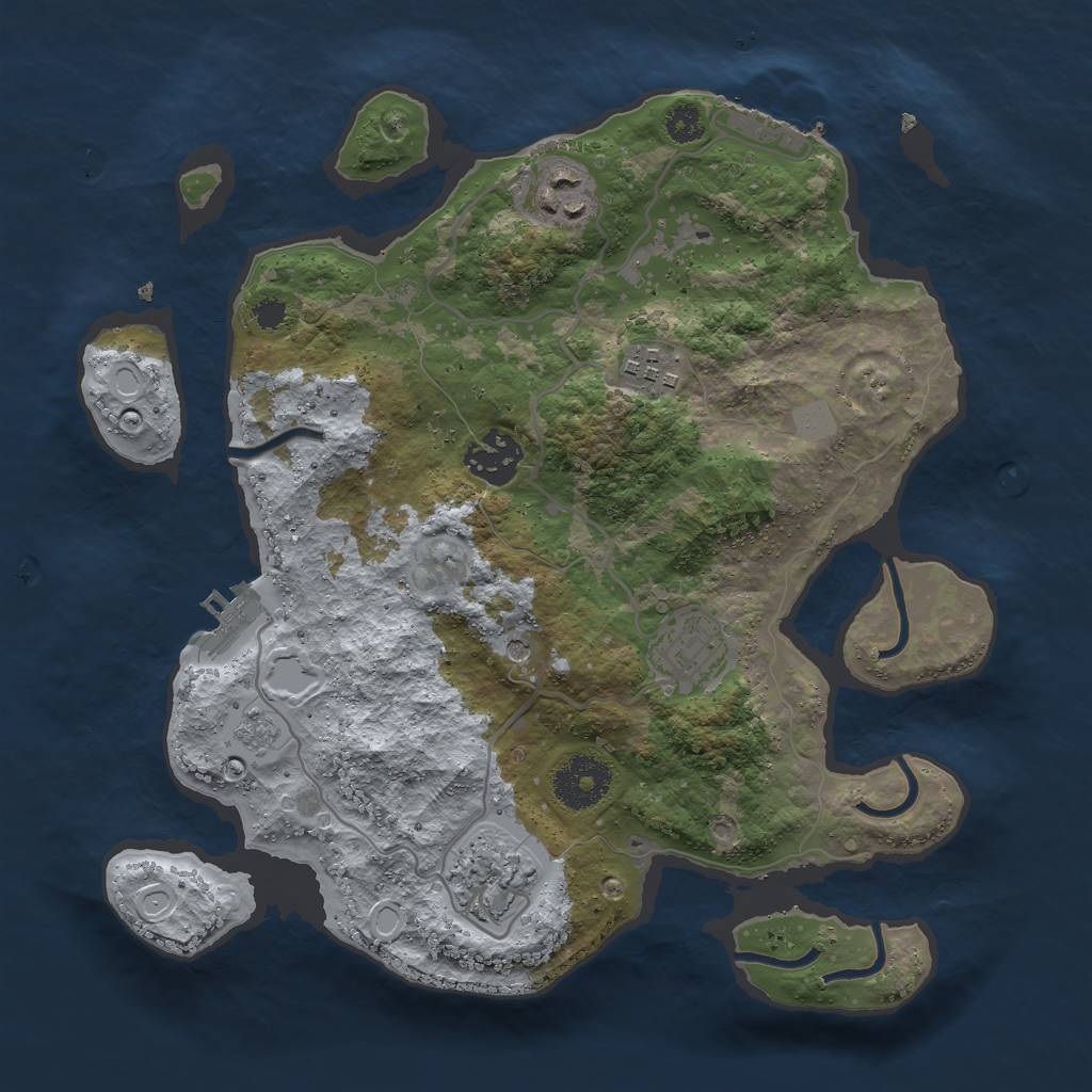 Rust Map: Procedural Map, Size: 3000, Seed: 673995, 12 Monuments