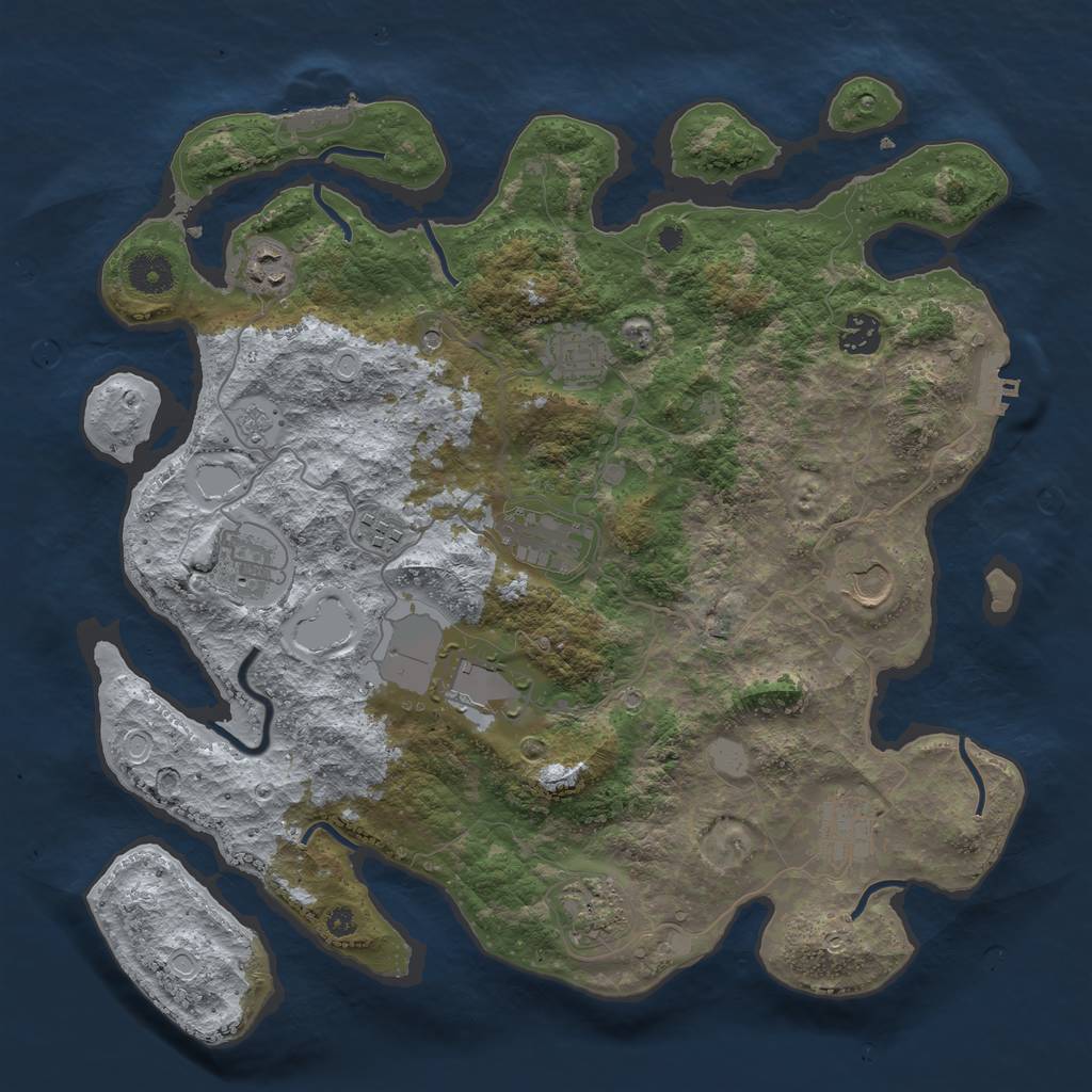 Rust Map: Procedural Map, Size: 3800, Seed: 612584, 17 Monuments