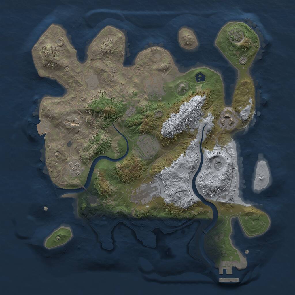 Rust Map: Procedural Map, Size: 3000, Seed: 548223, 9 Monuments
