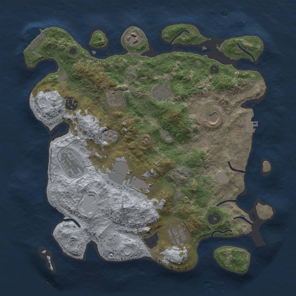 Rust Map: Procedural Map, Size: 3500, Seed: 1032330493, 16 Monuments
