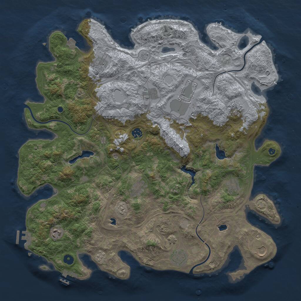 Rust Map: Procedural Map, Size: 4500, Seed: 1410322178, 17 Monuments