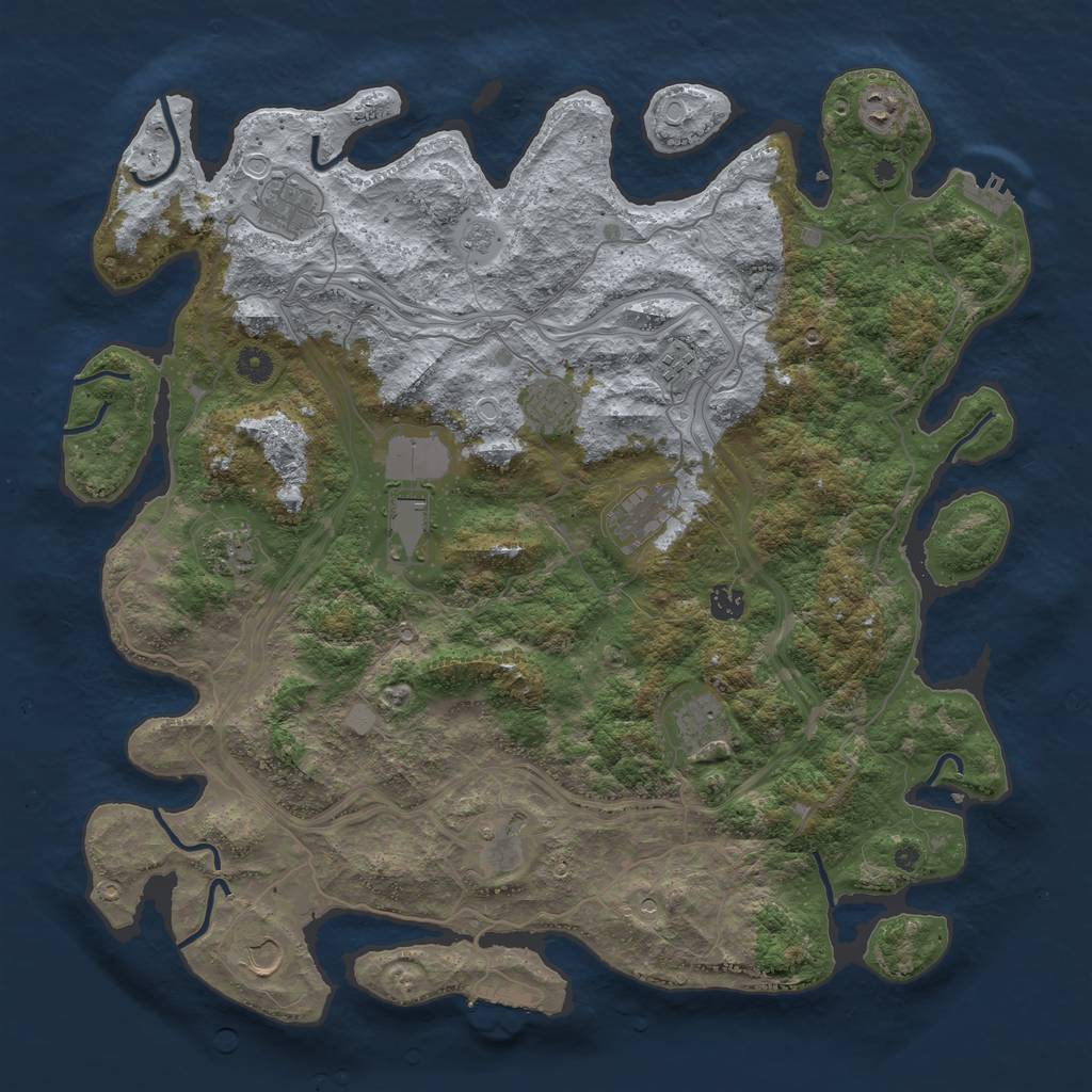 Rust Map: Procedural Map, Size: 4500, Seed: 1426296027, 18 Monuments