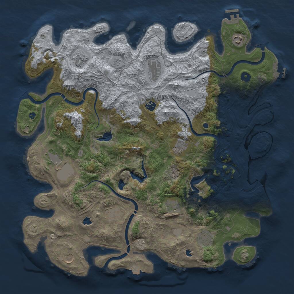 Rust Map: Procedural Map, Size: 4500, Seed: 1426296027, 17 Monuments
