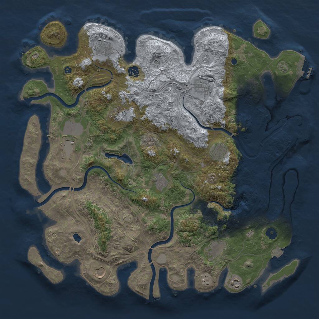 Rust Map: Procedural Map, Size: 4300, Seed: 351651457, 17 Monuments