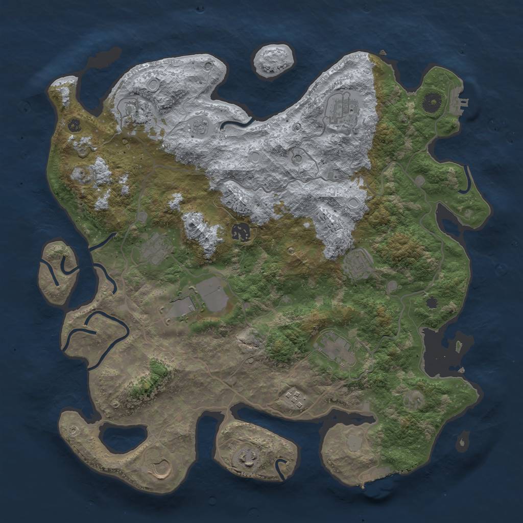 Rust Map: Procedural Map, Size: 4000, Seed: 536489, 17 Monuments