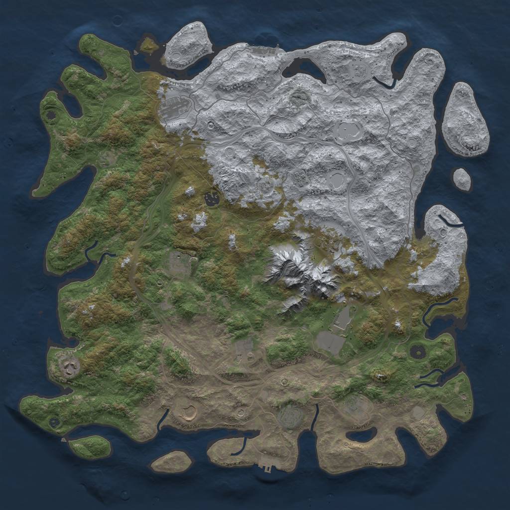 Rust Map: Procedural Map, Size: 5000, Seed: 98425761, 18 Monuments