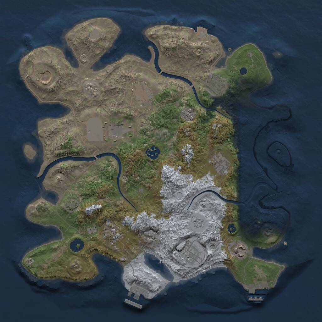 Rust Map: Procedural Map, Size: 3600, Seed: 33343836, 16 Monuments