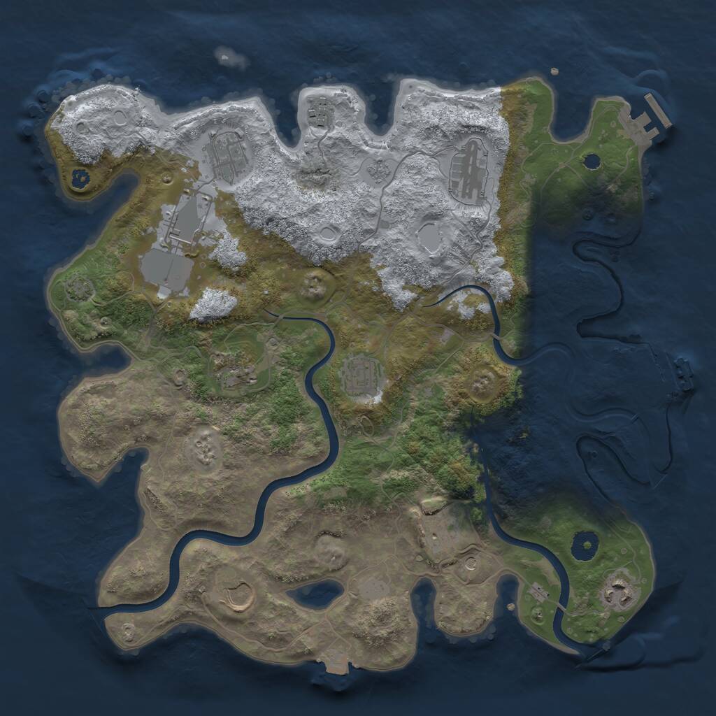 Rust Map: Procedural Map, Size: 3700, Seed: 1896857612, 15 Monuments