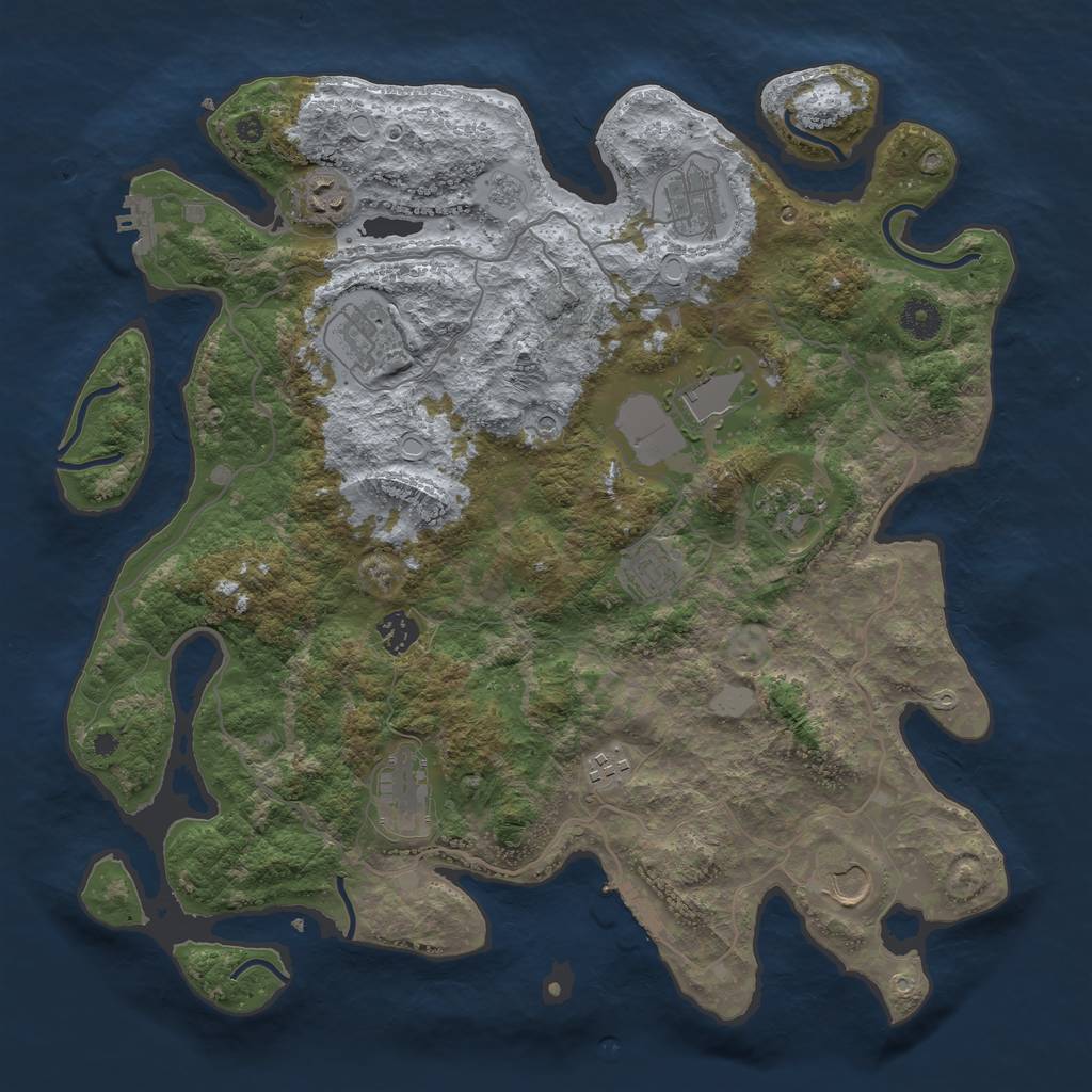 Rust Map: Procedural Map, Size: 4000, Seed: 1558003011, 17 Monuments