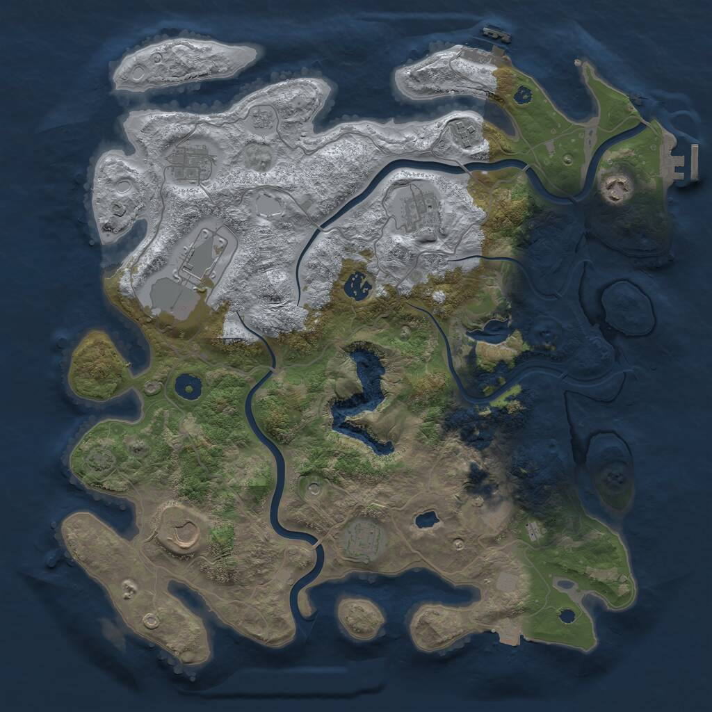 Rust Map: Procedural Map, Size: 4000, Seed: 672348721, 15 Monuments