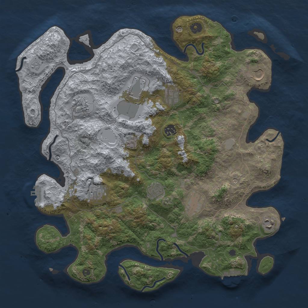 Rust Map: Procedural Map, Size: 4000, Seed: 951040700, 17 Monuments