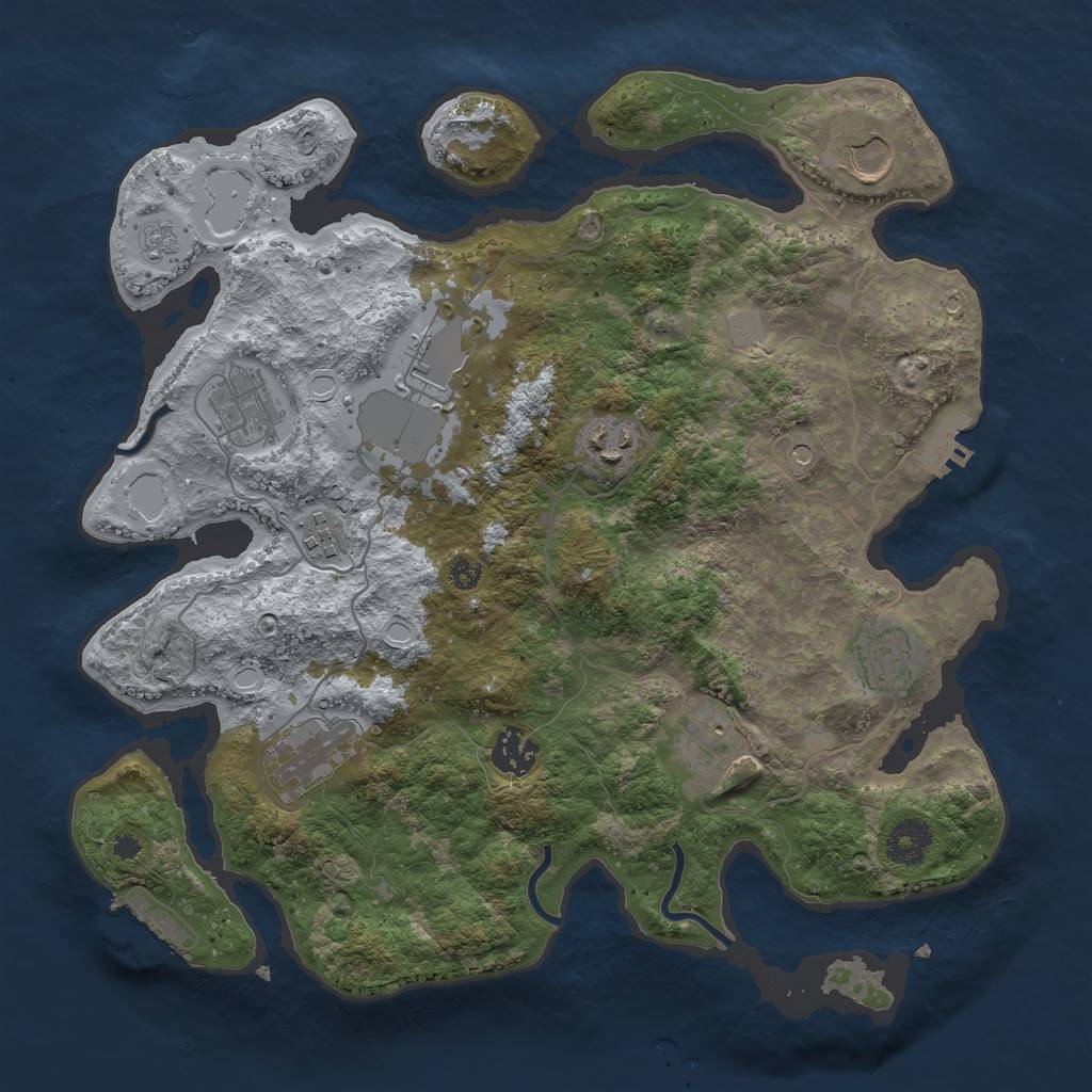 Rust Map: Procedural Map, Size: 3500, Seed: 3323386, 16 Monuments