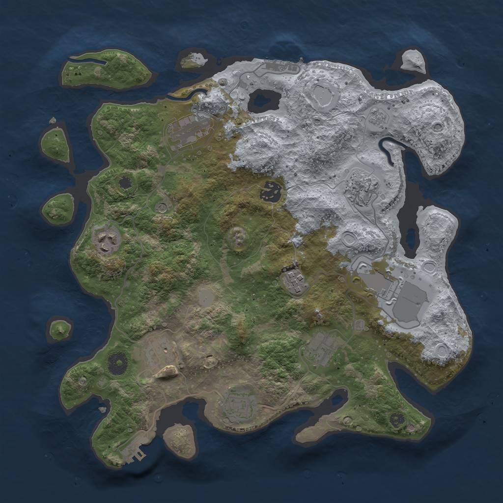 Rust Map: Procedural Map, Size: 3500, Seed: 339505340, 16 Monuments