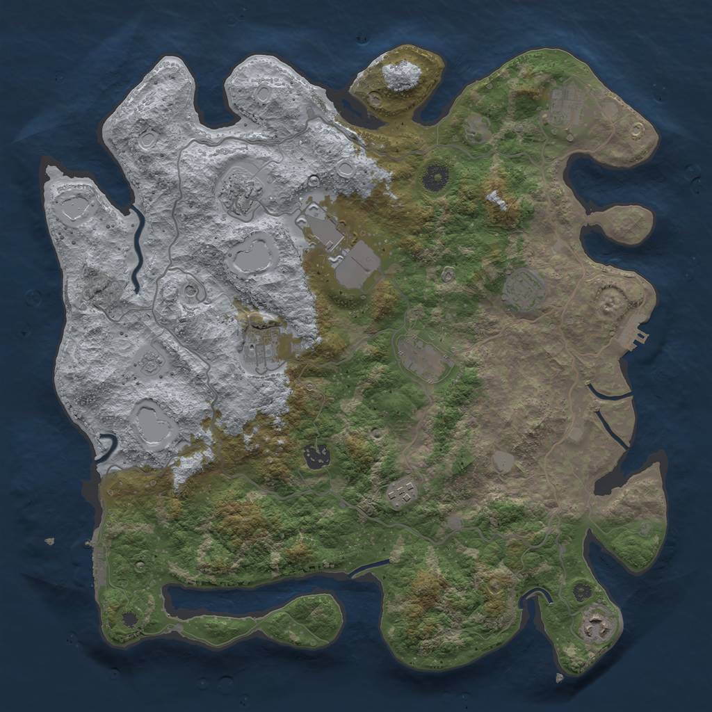 Rust Map: Procedural Map, Size: 4000, Seed: 12345687, 16 Monuments