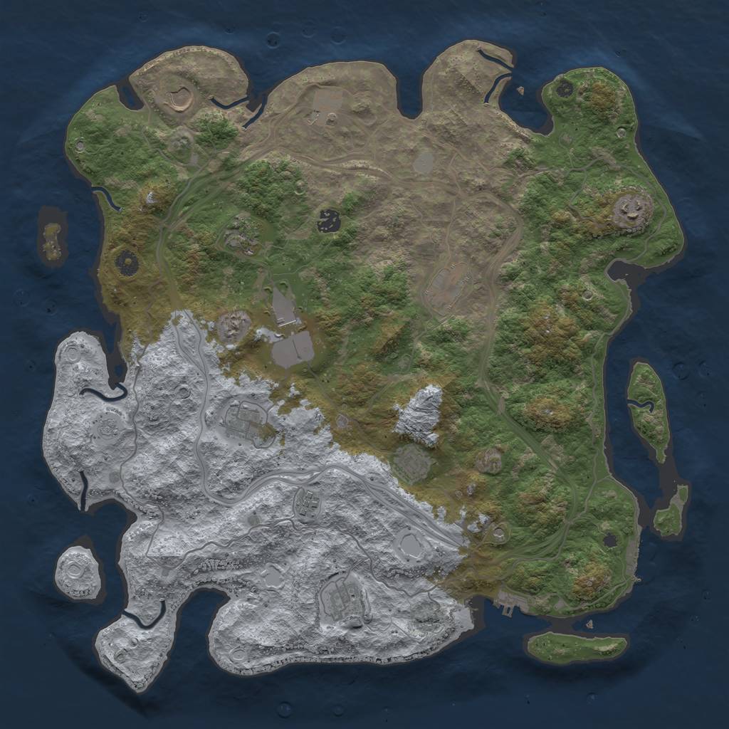 Rust Map: Procedural Map, Size: 4500, Seed: 19190721, 18 Monuments