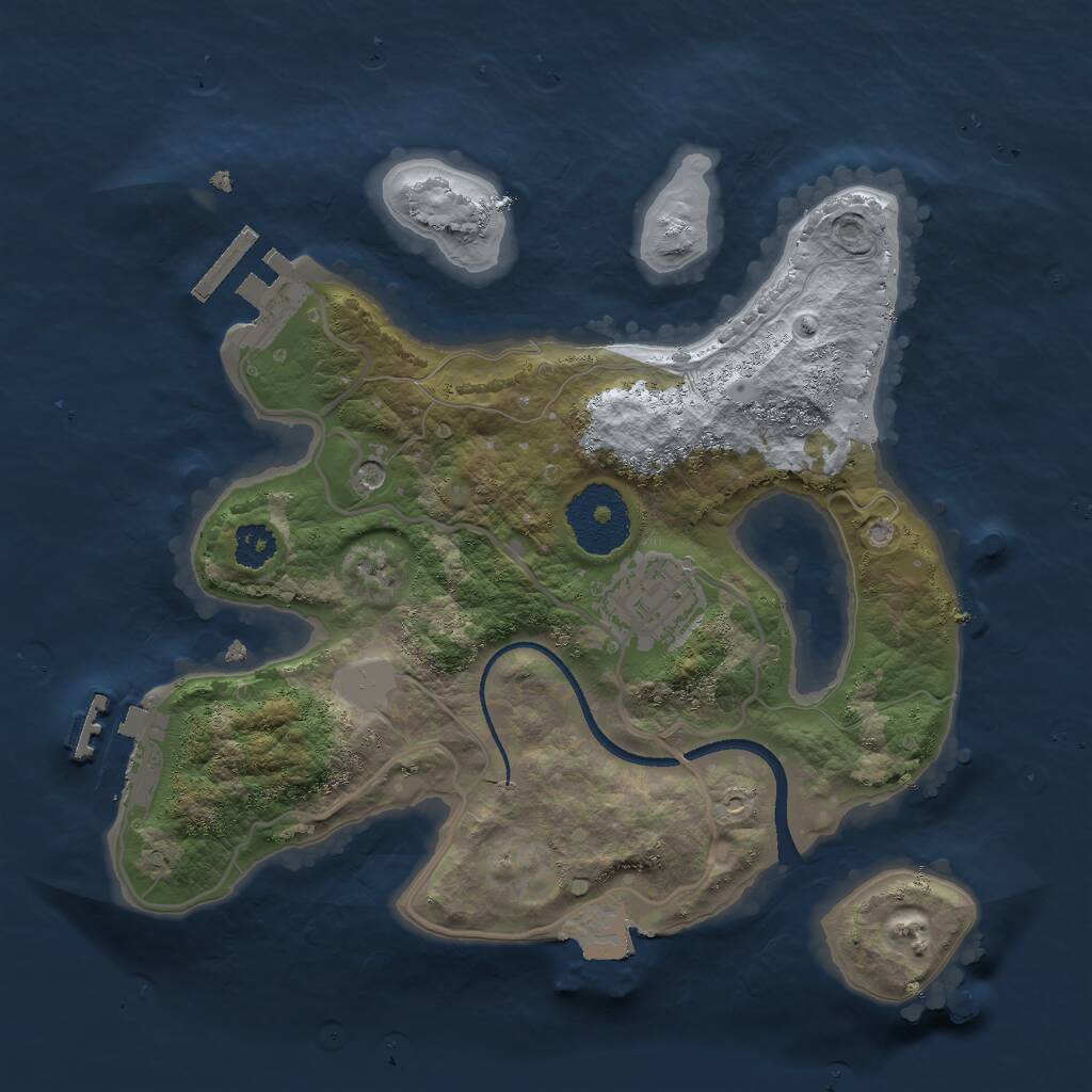 Rust Map: Procedural Map, Size: 2500, Seed: 1857766830, 5 Monuments