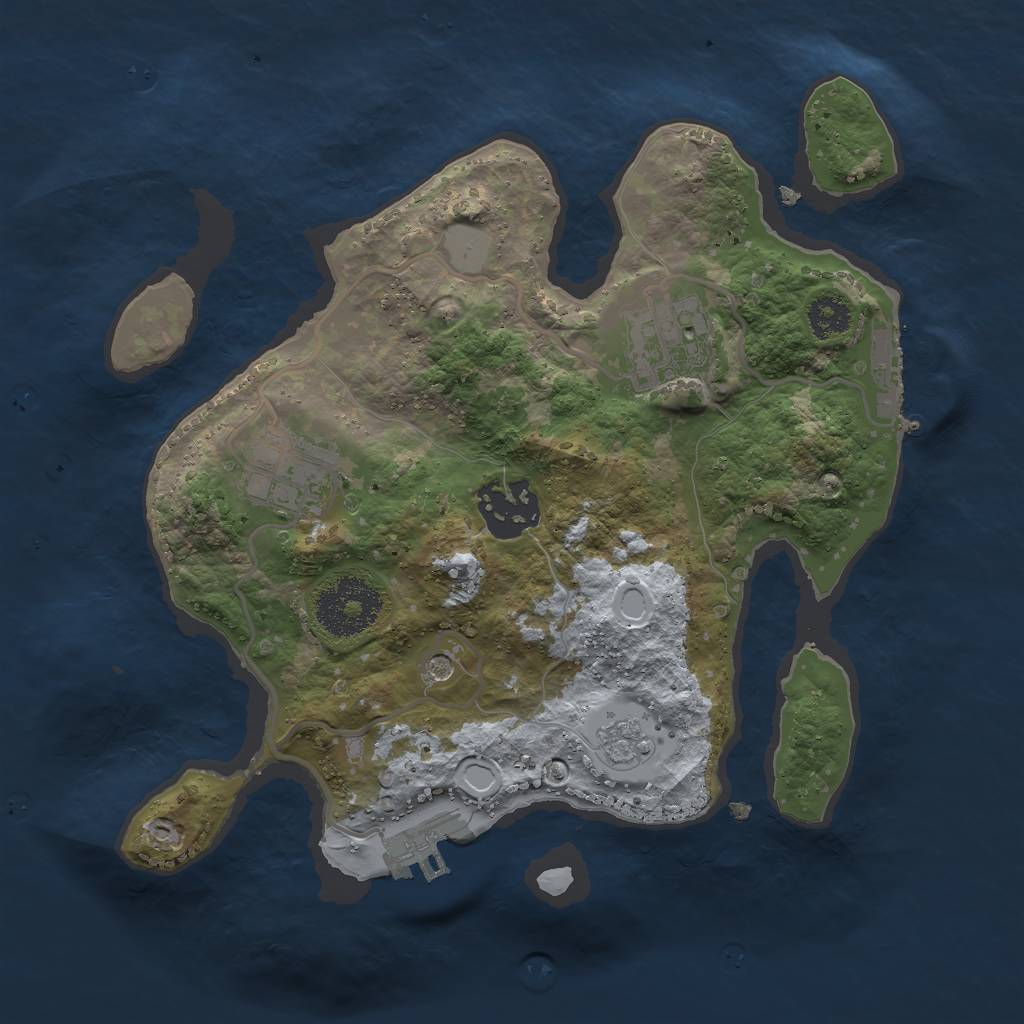 Rust Map: Procedural Map, Size: 2500, Seed: 1254615, 10 Monuments