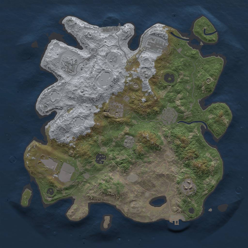 Rust Map: Procedural Map, Size: 3500, Seed: 252490, 15 Monuments