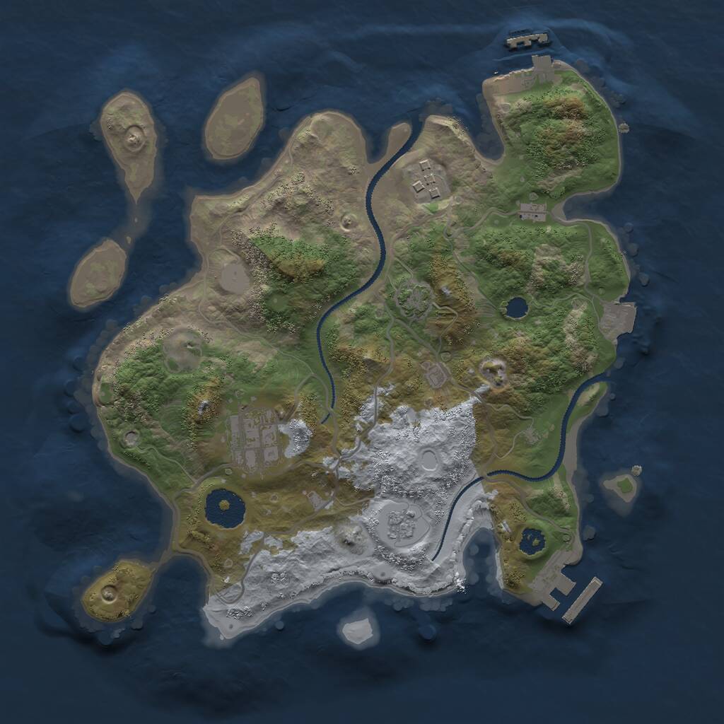 Rust Map: Procedural Map, Size: 2750, Seed: 1254615, 7 Monuments