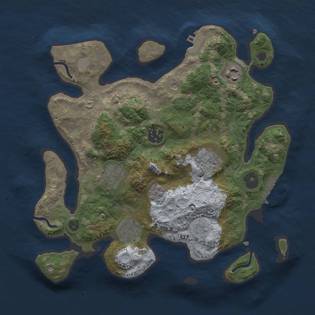 Rust Map: Procedural Map, Size: 3000, Seed: 65837, 13 Monuments