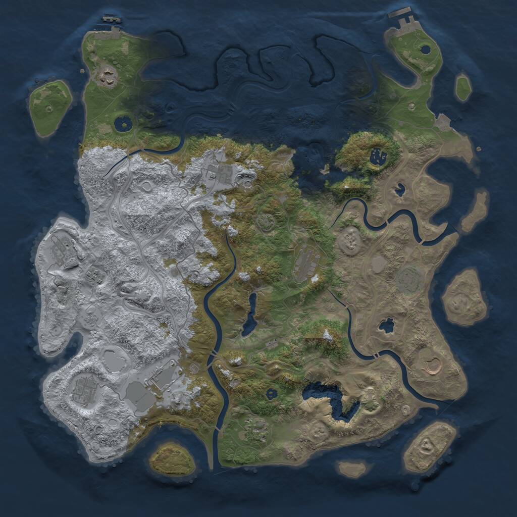 Rust Map: Procedural Map, Size: 4500, Seed: 331562977, 17 Monuments