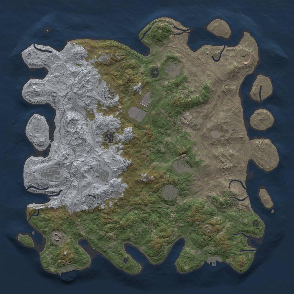 Rust Map: Procedural Map, Size: 4500, Seed: 1911762110, 18 Monuments