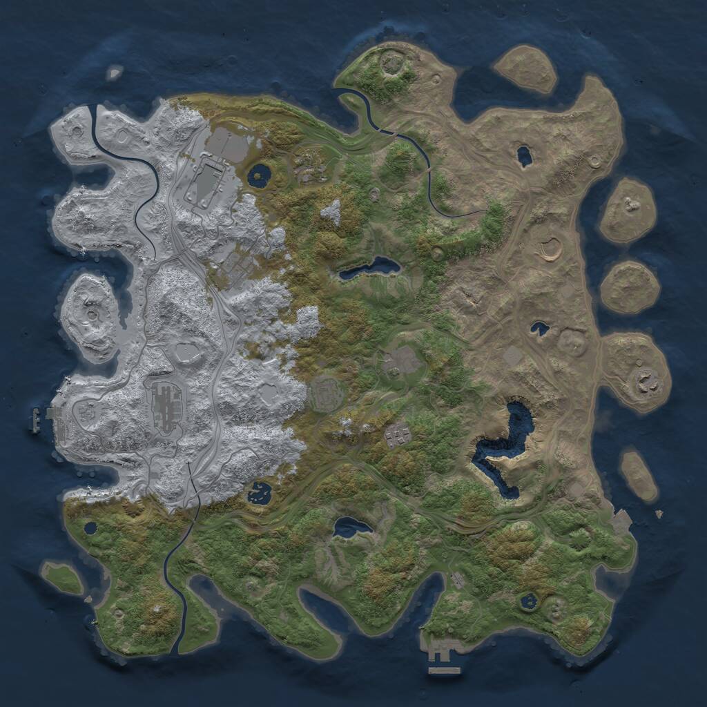Rust Map: Procedural Map, Size: 4500, Seed: 1911762110, 16 Monuments