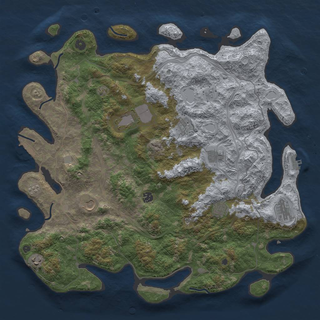 Rust Map: Procedural Map, Size: 4500, Seed: 136332202, 16 Monuments
