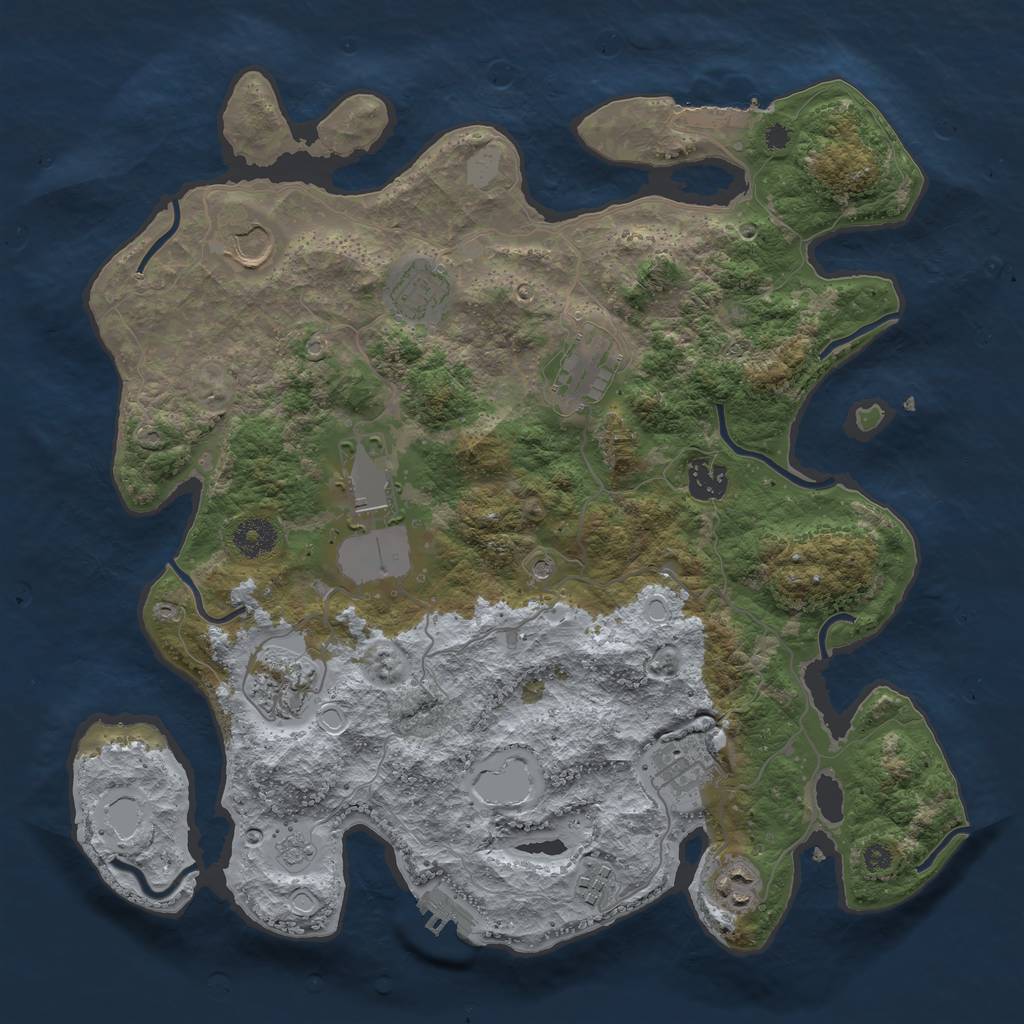 Rust Map: Procedural Map, Size: 3700, Seed: 10577170, 16 Monuments