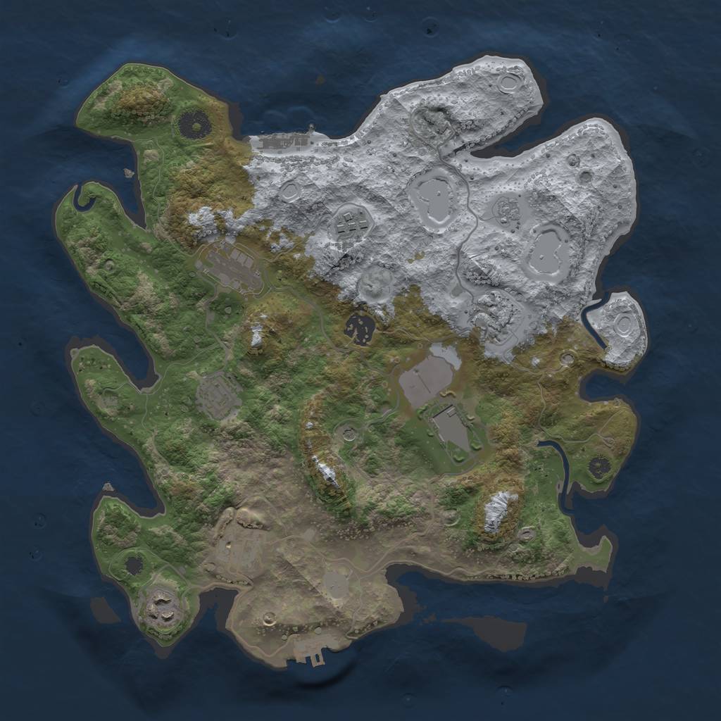 Rust Map: Procedural Map, Size: 3500, Seed: 1027645163, 15 Monuments