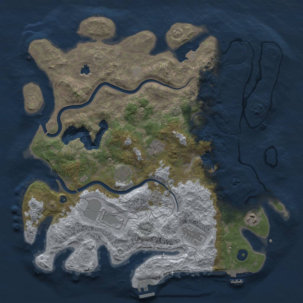 Rust Map: Procedural Map, Size: 4000, Seed: 45583, 12 Monuments