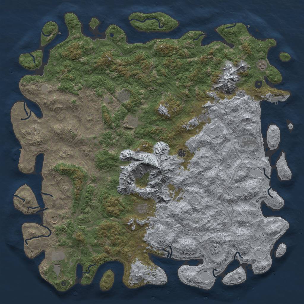 Rust Map: Procedural Map, Size: 6000, Seed: 416150254, 18 Monuments