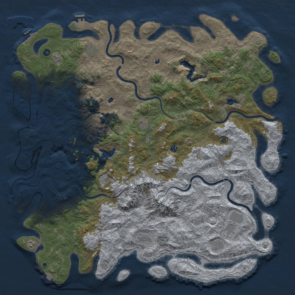 Rust Map: Procedural Map, Size: 6000, Seed: 997553106, 17 Monuments