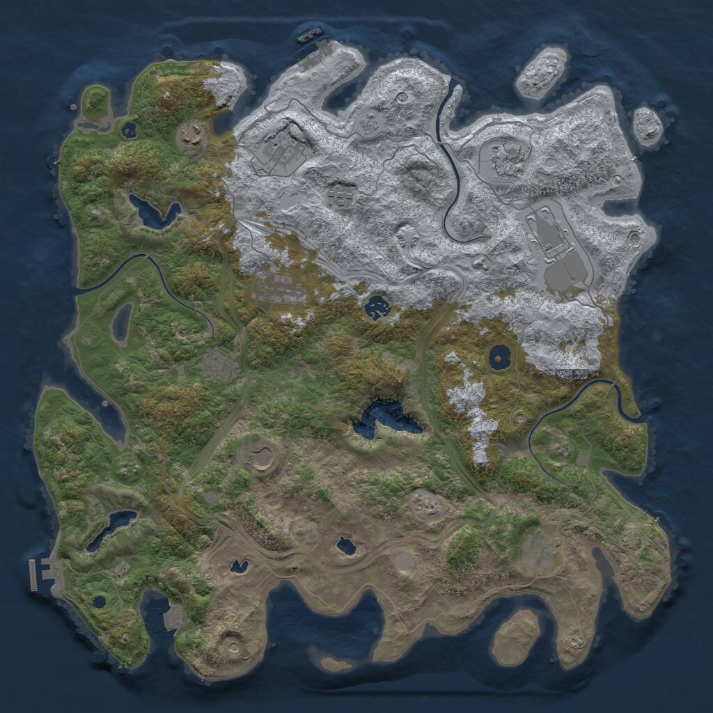 Rust Map: Procedural Map, Size: 4500, Seed: 389500, 16 Monuments