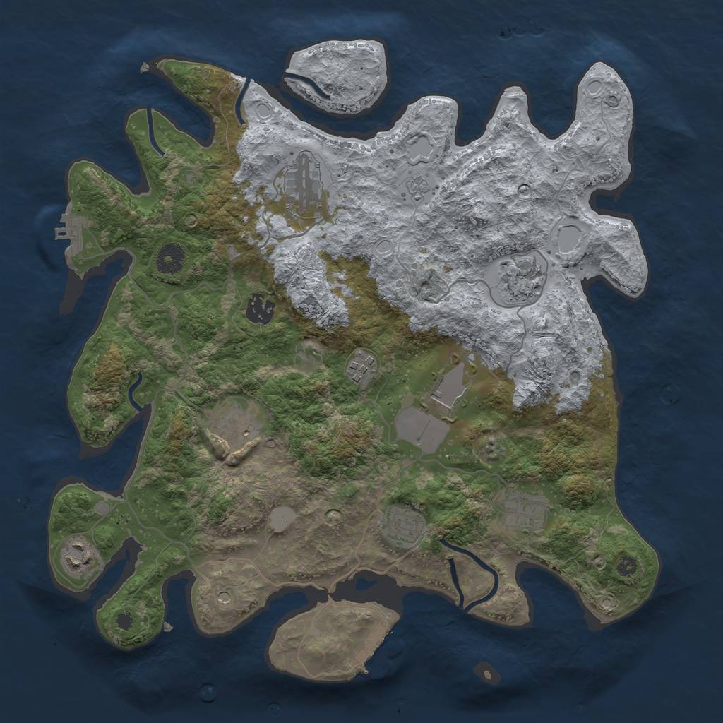 Rust Map: Procedural Map, Size: 3700, Seed: 684198, 16 Monuments