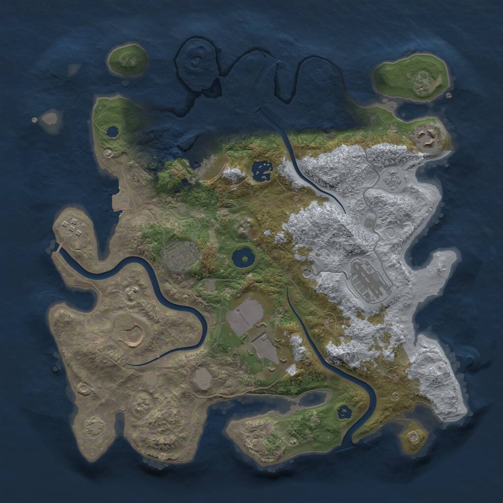 Rust Map: Procedural Map, Size: 3500, Seed: 528296, 12 Monuments