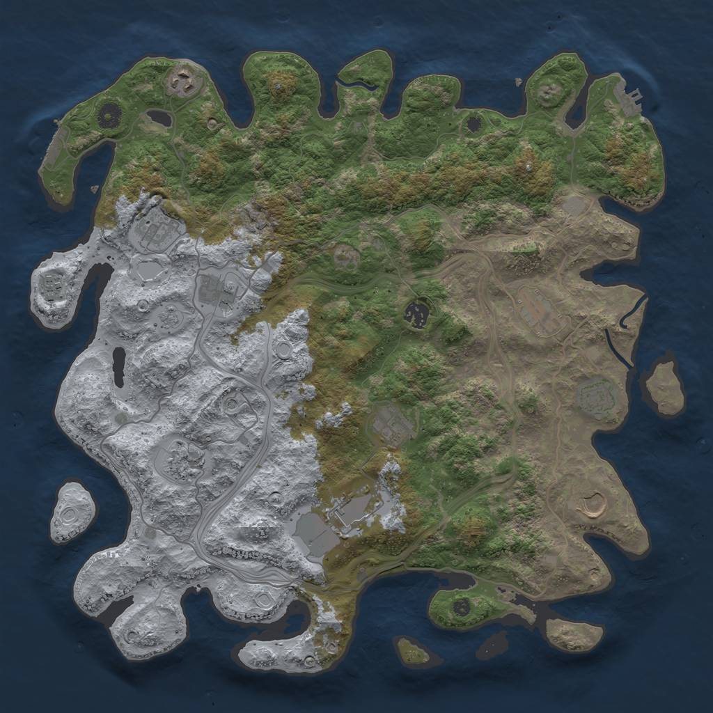 Rust Map: Procedural Map, Size: 4250, Seed: 393854, 18 Monuments