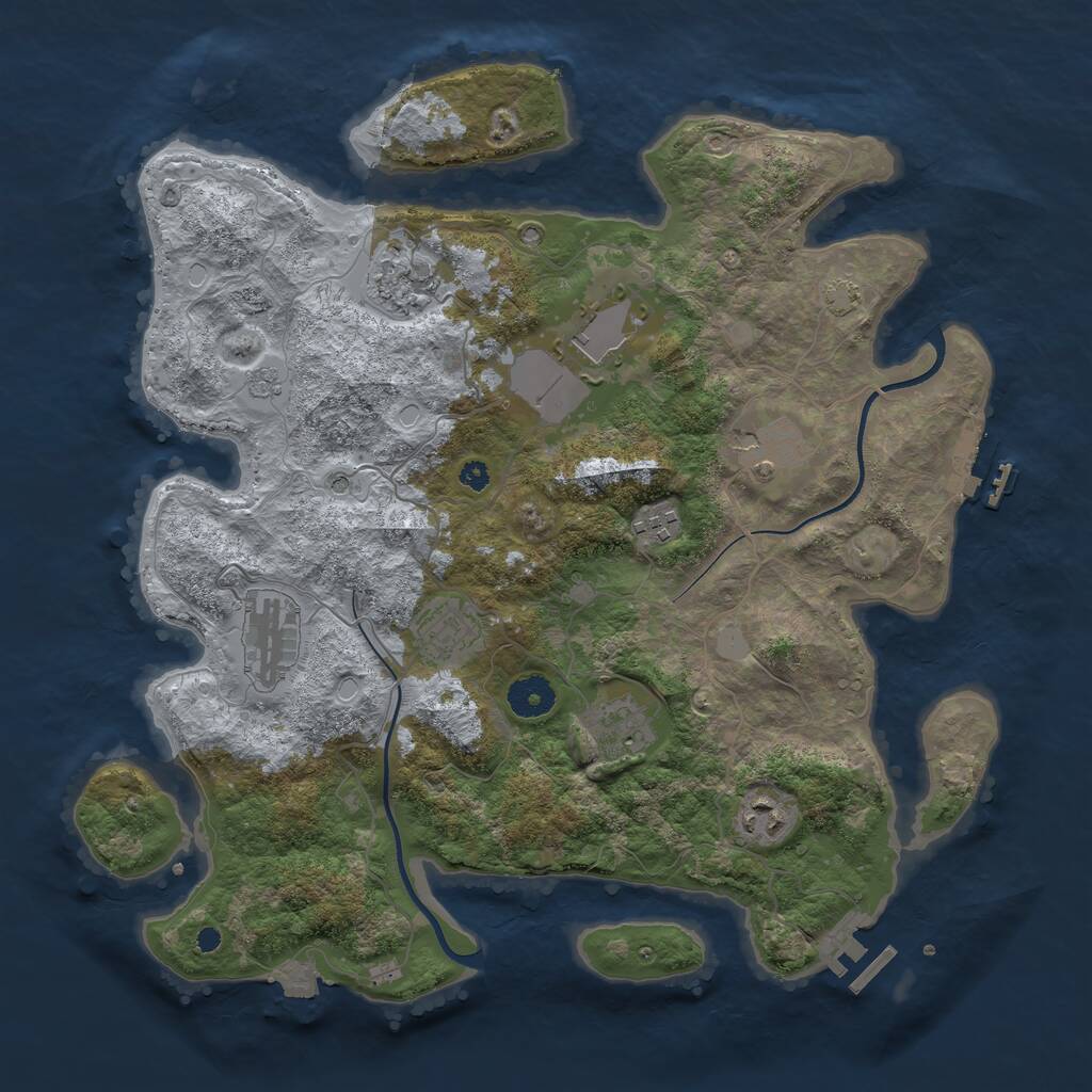 Rust Map: Procedural Map, Size: 3700, Seed: 971384, 14 Monuments