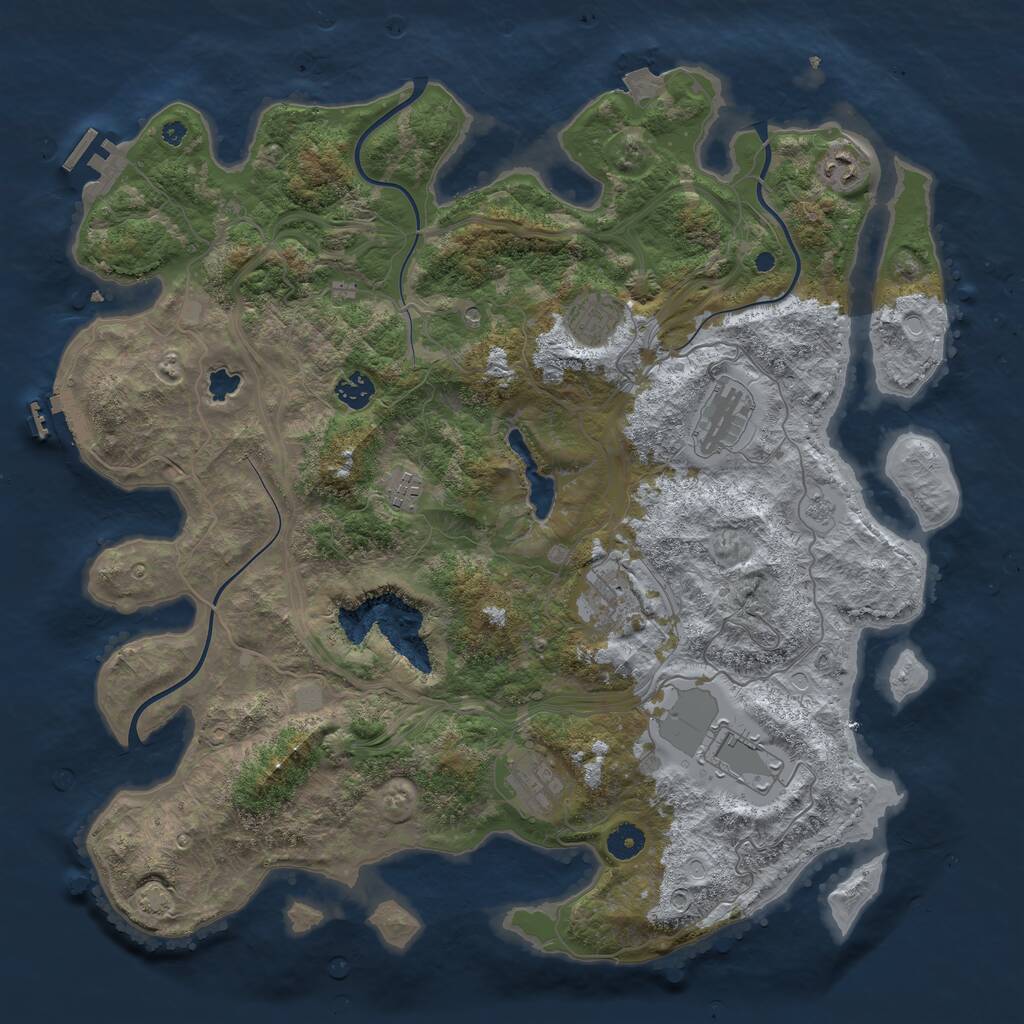 Rust Map: Procedural Map, Size: 4250, Seed: 41661, 14 Monuments