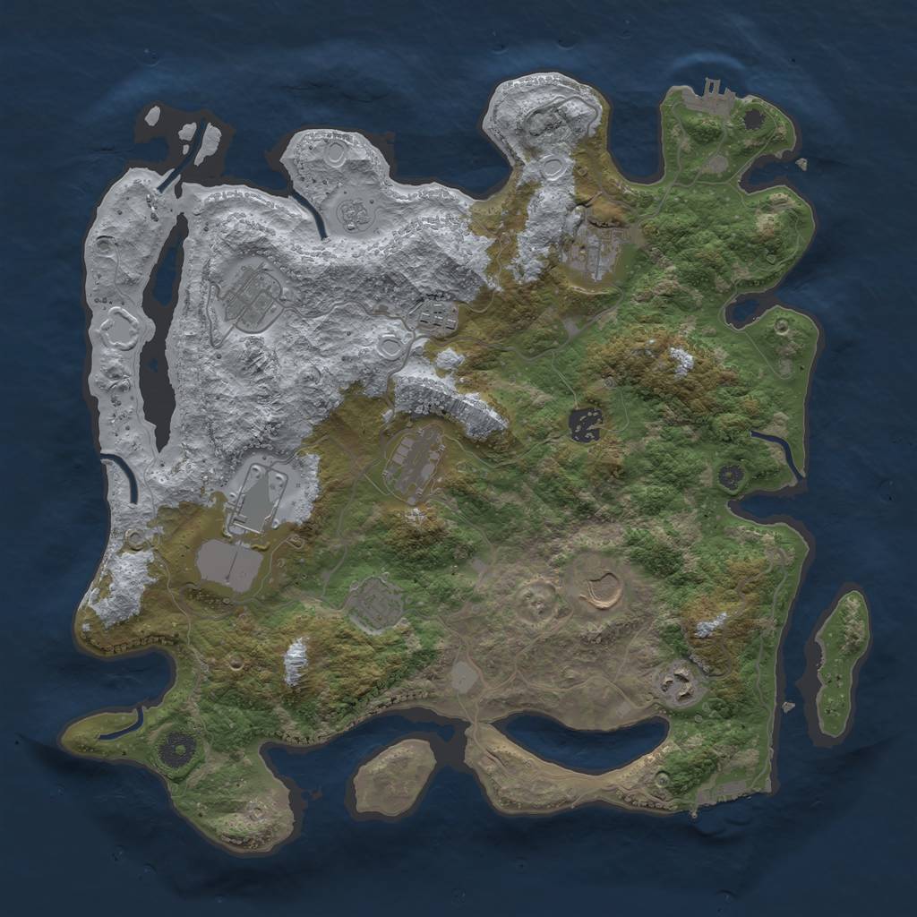 Rust Map: Procedural Map, Size: 3800, Seed: 693796, 15 Monuments