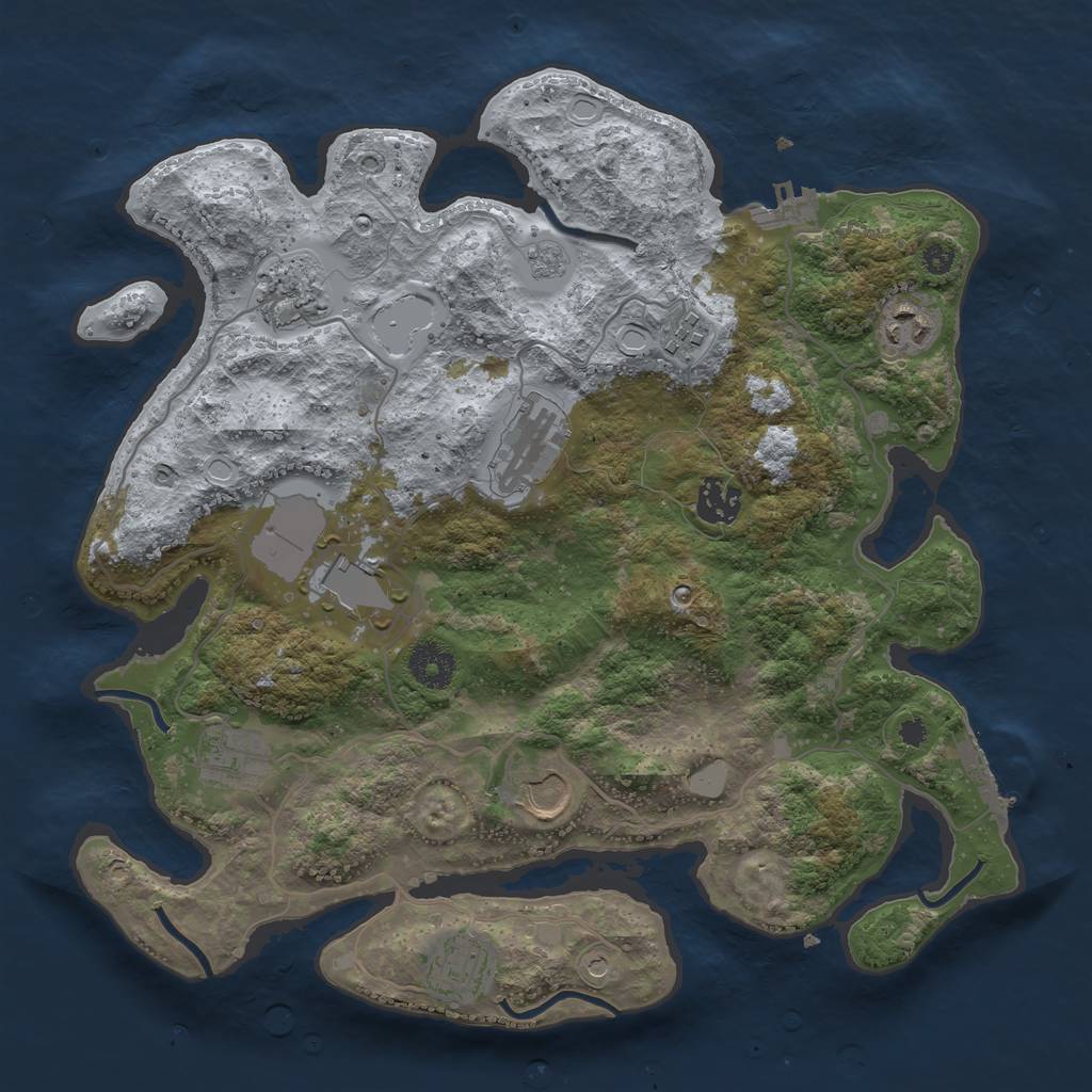 Rust Map: Procedural Map, Size: 3500, Seed: 27237, 16 Monuments