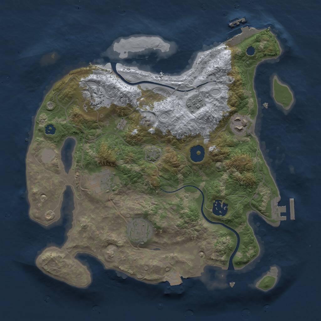 Rust Map: Procedural Map, Size: 3000, Seed: 1574320, 10 Monuments