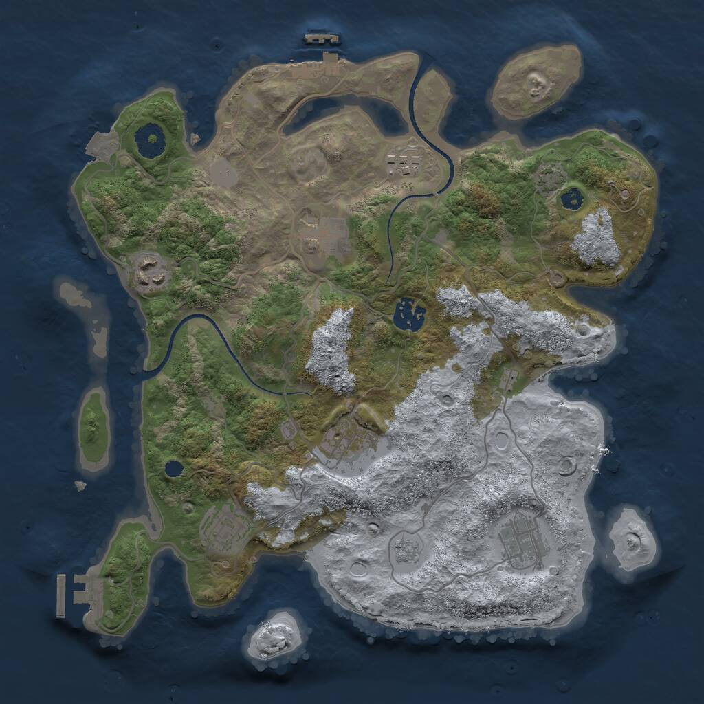 Rust Map: Procedural Map, Size: 3250, Seed: 94935248, 12 Monuments