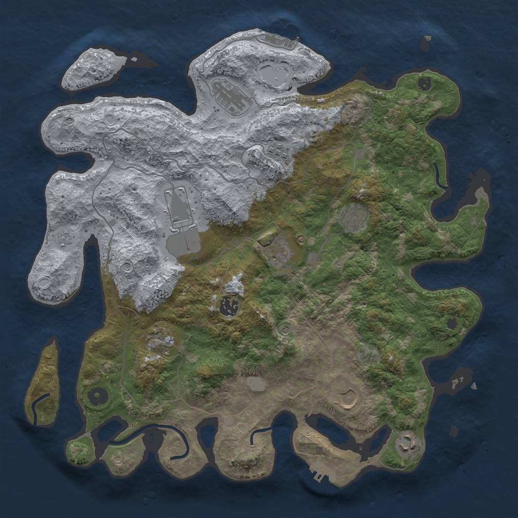 Rust Map: Procedural Map, Size: 4000, Seed: 324508825, 16 Monuments
